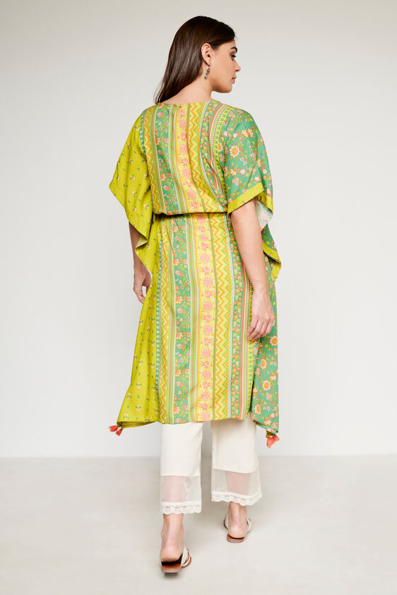 Green Ethnic Motifs Flared Kurta, Green, image 7